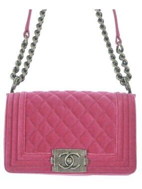 Chanel Boy 20 Small Chain Shoulder Bag Velour CC Logo